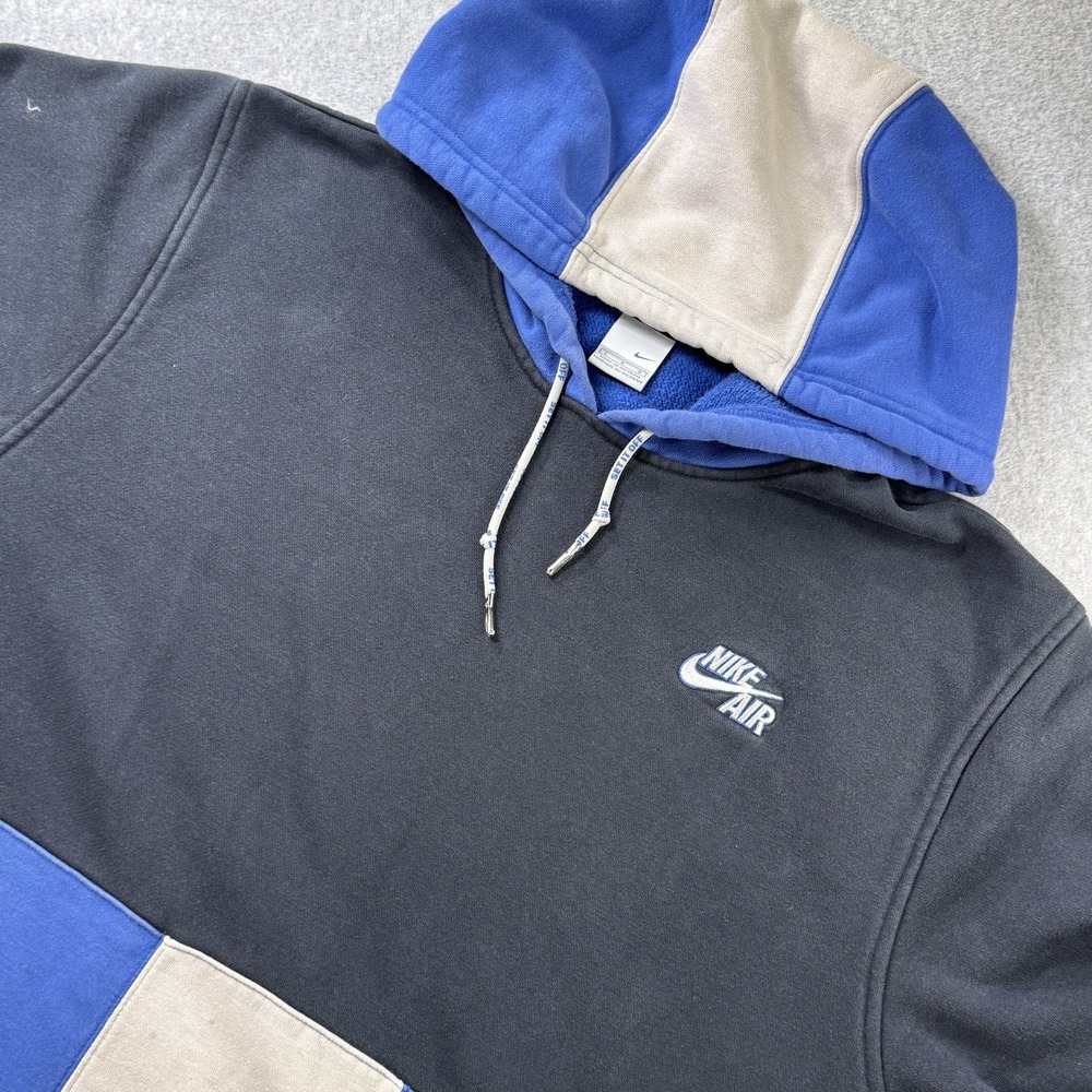 Nike Air "Set It Off" Colorblock Hoodie‎ Navy Blue White Mens L Y2K